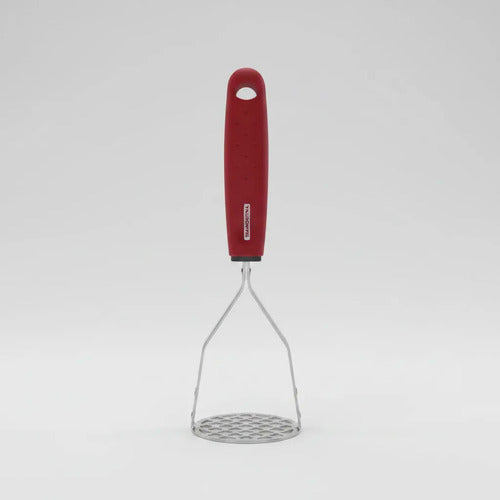 Pisapapas Manual Acero Inoxidable Mango Ergonómico Cocina Rojo