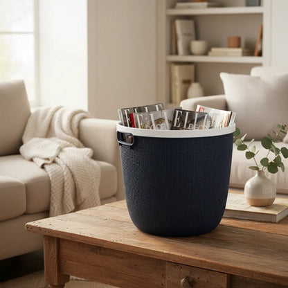 Canasto Cesto Plástico Labrado Multiuso Asa Organizador 19cm Azul