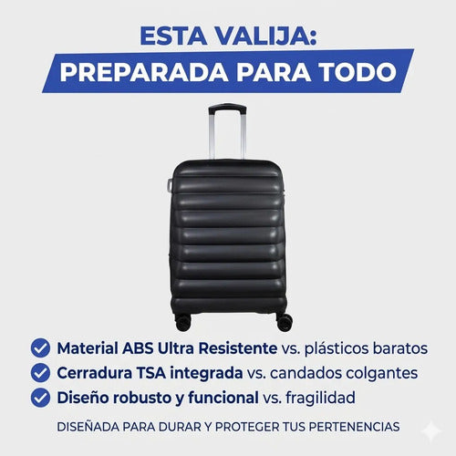 Valija Viaje Grande Rigida Expandible 4 Ruedas Tsa 25 PuLG Negro Rayas