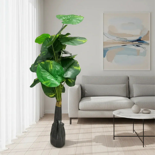 Planta Artificial Decorativa Interior Hojas Base Plastica Verde 220cm