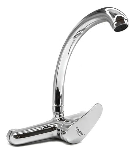 Grifo Monocomando 20cm Cocina Cromado Canilla Mesada Pared