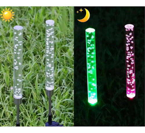 Set X4 Estaca Solar Jardin Decoracion Luces Led Exterior Rgb Rgb