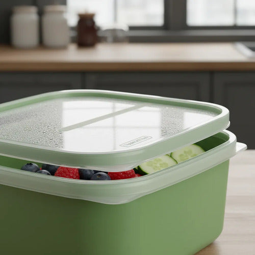 Recipiente Pote Tupper Cocina Tapa 1,1l Resistente Alacena Verde