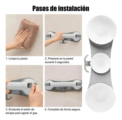 Agarradera Antideslizante Ventosa Para Baño Barra Seguridad Blanco Con Gris