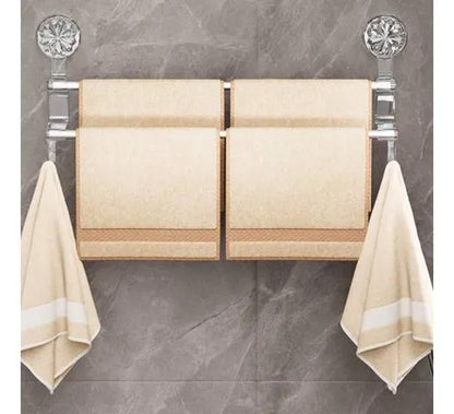Porta Toalla Toallero Baño Ventosas 58x21cm Doble Barra Baño Plateado
