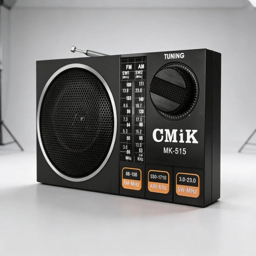 Radio Portátil Recargable Am Fm Sw 3 Bandas Analógica Mini Negro
