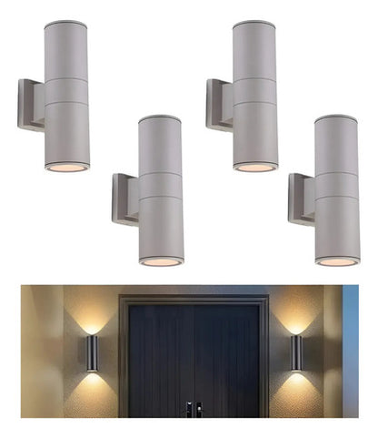 Set X4 Aplique Pared Exterior Luminaria Foco Bidireccional