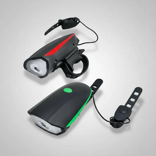 Foco Luz Frontal Led Bicicletas Sirena Fuerte Tres Modos 140 Negro