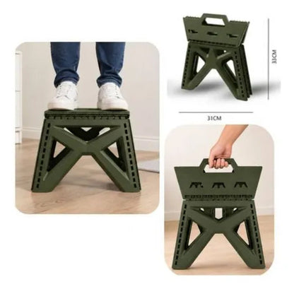 Banco Taburete Plegable Portátil Plástico Reforzado 23cm Mate Verde