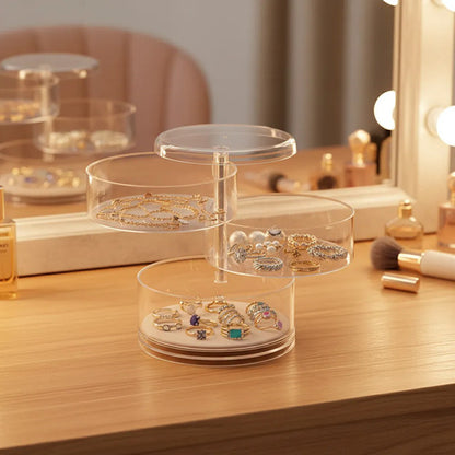 Organizador Joyas Acrílico Rotativo 3 Niveles 360° 14x11cm Transparente