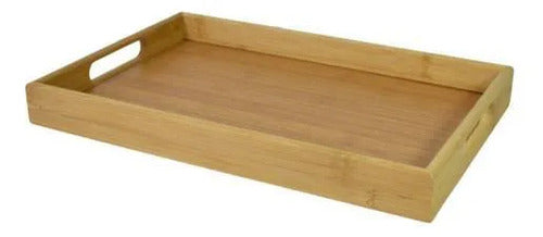 Set Kit Pack X3 Bandejas Madera Rectangulares Cocina Hogar Natural / Madera