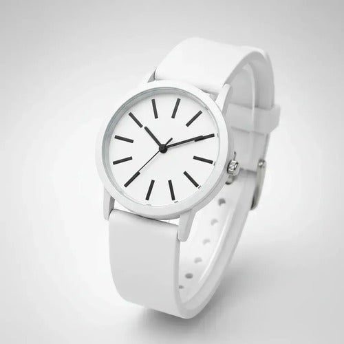 Reloj De Pulsera Analógico Correa De Colores Diseño Casual Rosa