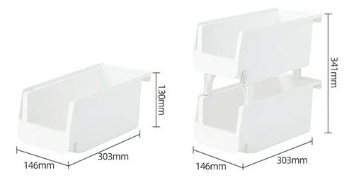 Organizador Canasto Plástico Apilable Multiuso 30cm Baño Blanco