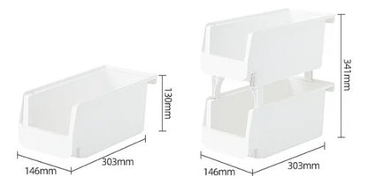 Organizador Canasto Plástico Apilable Multiuso 30cm Baño Blanco