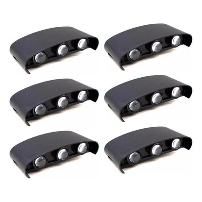 Set X6 Aplique Pared Bidireccional Lampara Exterior 3 Luces
