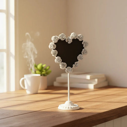 Adorno Pizarra Corazón Metal Decorativo 30cm Sobremesa Blanco