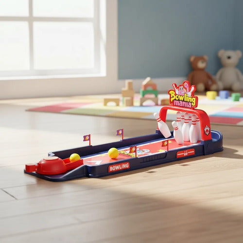 Mini Bowling Infantil Lanzador Bolos Pelotas Juego De Mesa Liso