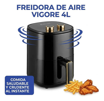 Freidora Aire 4l Familiar Saludable Rejilla Extraible 1050w Negro