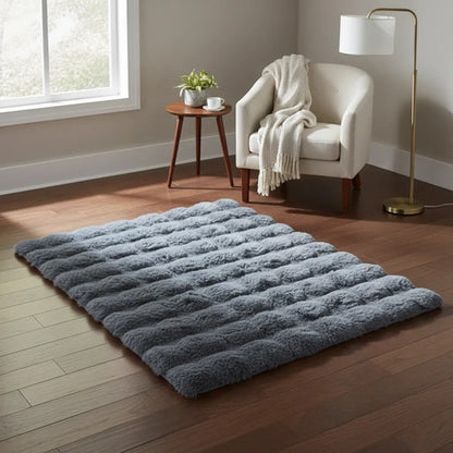 Alfombra Suave Felpa Relieve Base Gamuza 50x80cm Hogar 80 M 50 M Gris