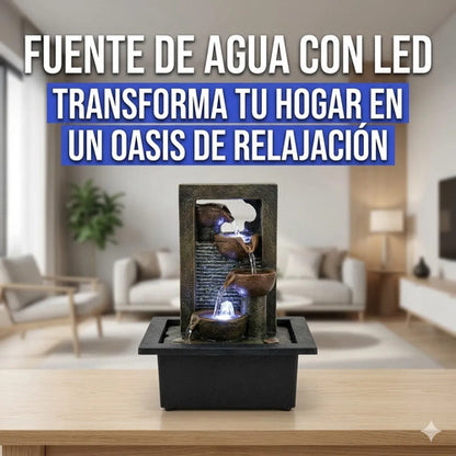 Fuente Agua Decorativa Zen Led Cascada Usb Interior 17x11x9 Negro