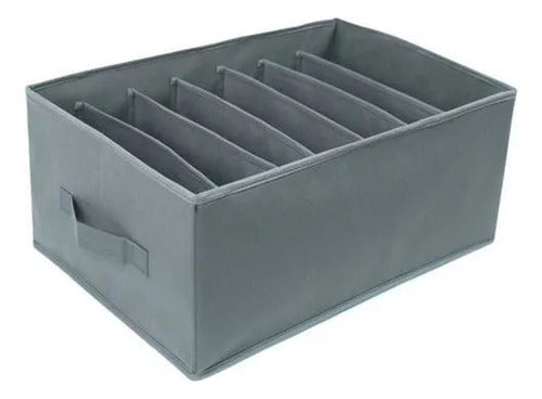 Caja Organizadora Ropa Tela Plegable 7 Divisiones 44x30x20cm Gris Oscuro