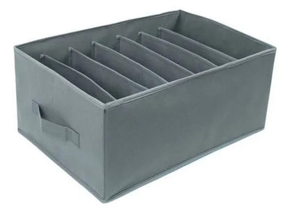 Caja Organizadora Ropa Tela Plegable 7 Divisiones 44x30x20cm Gris Oscuro