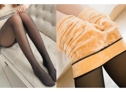 Medias Cancan Termica Forrada Polar Talle L Unico Elastica Negro Traslúcido Liso L