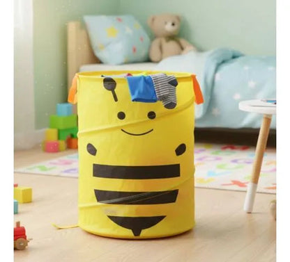 Canasto Cesto Infantil Plegable Tela Organizador 40x36cm Amarillo
