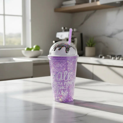 Vaso Acrílico Helado Doble Pared Sorbito 450ml Tapa Lila