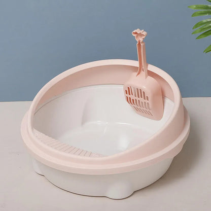 Arenero Para Gato Circular Bandeja Sanitaria Con Pala Blanco