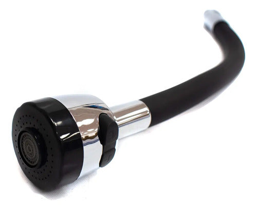 Puntero Grifo Pico Para Monocomando Flexible Con Roseta Plateado Con Negro