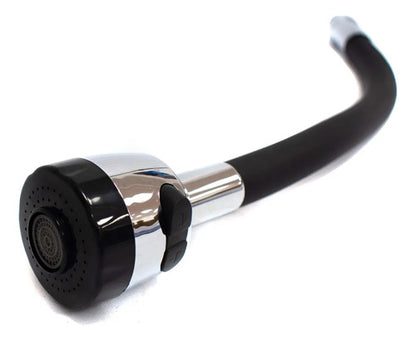 Puntero Grifo Pico Para Monocomando Flexible Con Roseta Plateado Con Negro