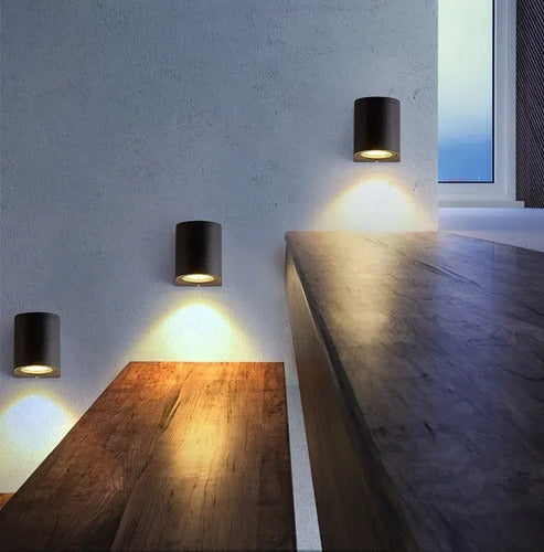 Luminaria Pared Lampara Aplique Exterior Foco Luz Led Spot Negro