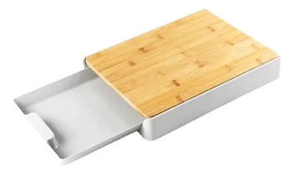 Tabla Para Picar De Madera Bambu Con Cajon Deslizante Cocina Tabla De Picar Marrón