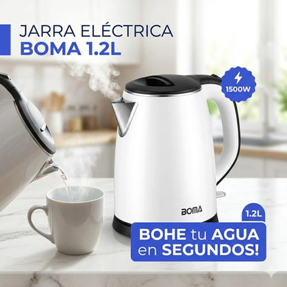 Pava Electrica 1.2l 1500w Acero Inoxidable Jarra Filtro Mate Plateado
