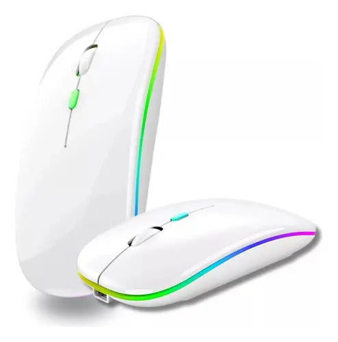 Ratón Inalámbrico Bluetooth Recargable De Color Blanco