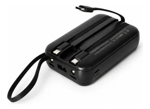 Batería Externa 4000mah Cables Integrados Solar Power Bank Negro