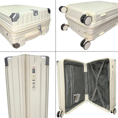 Valija Viaje Rigida 4 Ruedas Colores Puerto Usb 24 Pulgadas Blanco Rayas