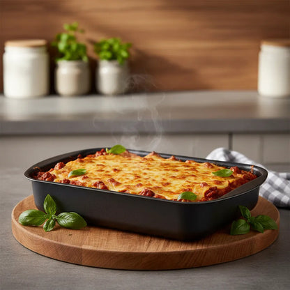 Fuente Asadera Rectangular Honda Antiadherente Cocina 28 Cm Negro