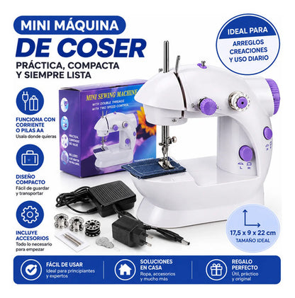 Mini Máquina De Coser Portátil Con Pedal Accesorios Blanco
