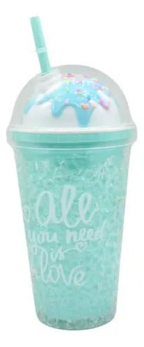 Vaso Acrílico Sorbito Helado Doble Pared 450ml Celeste Celeste