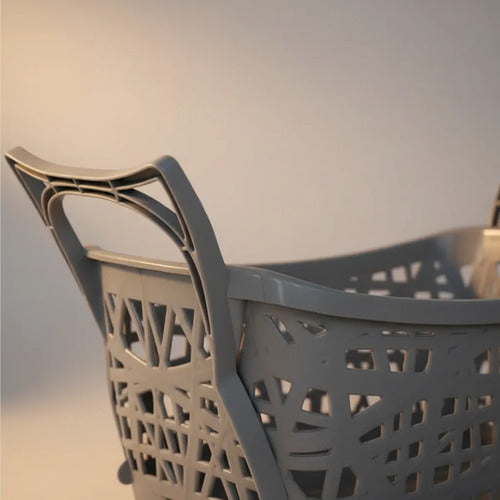 Canasto Ropa Plegable Patas Altura Cesto Hogar Baño Lavadero Gris Calado