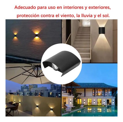 Lámpara De Pared Dehobo Led De 4w Para Exterior E Interior, Pack De 2 Luces Arriba Y Abajo, Luz Cálida Impermeable Negro
