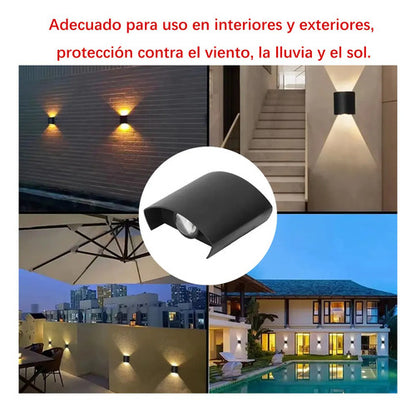 Lámpara De Pared Dehobo Led De 4w Para Exterior E Interior, Pack De 2 Luces Arriba Y Abajo, Luz Cálida Impermeable Negro
