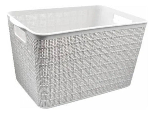 Canasto Cesta Plastico Labrado 34x27x22cm Organizador Ropa Gris