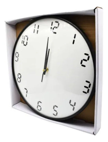 Reloj Pared Analogico Redondo 30cm Numeros Modernos Oficina Negro Blanco
