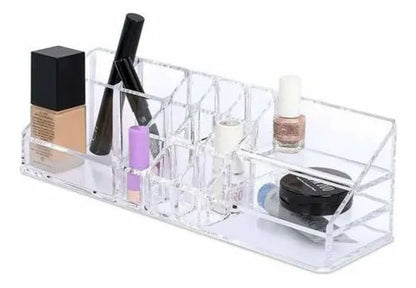 Organizador Acrílico Maquillaje Cosmético 14 Compartimientos Blanco
