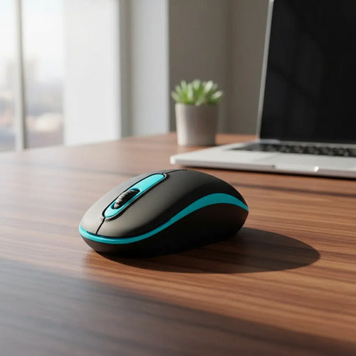 Mouse Inalambrico Usb Optico 3 Botones 10m Notebook Pc Gamer Celeste