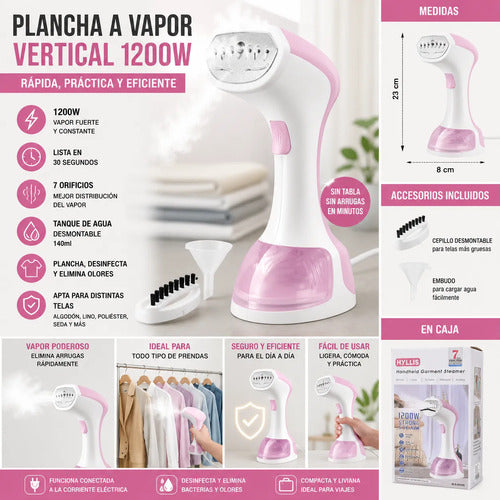 Plancha Vaporizador Vertical Portatil Ropa 140m Cepillo Tela Verde