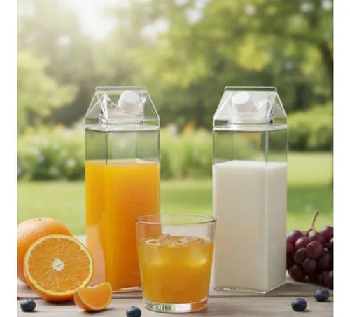 Botellas Transparente Reutilizable Cuadrada Tapa Libre Bpa Transparente